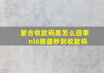 聚合收款码是怎么回事 nl6银盛秒到收款码